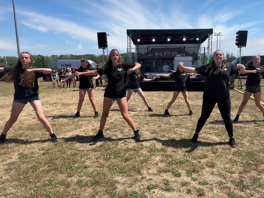 KADA's senior street dance team performing outdoors